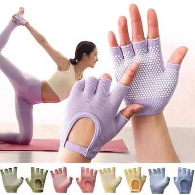Antislip Pilates Gloves Multicolor Sport Riding Mittens Half Finger Yoga Gloves  Aerial Yoga
