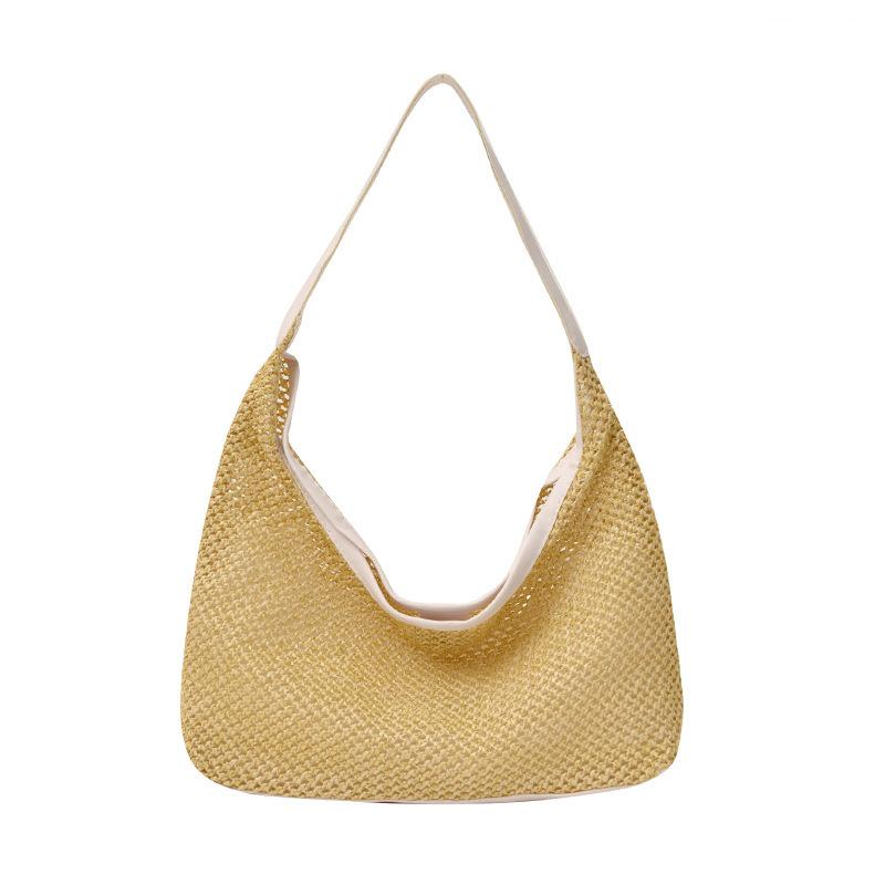 2026 Summer Fashion Women's Large Capacity Woven Straw Tote - Casual Single Shoulder Underarm Bag