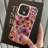 Luxurious Beaded Flower Lychee Texture Phone Case For iPhone 17 Air 16 e 15 14 13 12 11 Pro Max Plus SE Silicone Soft Cover