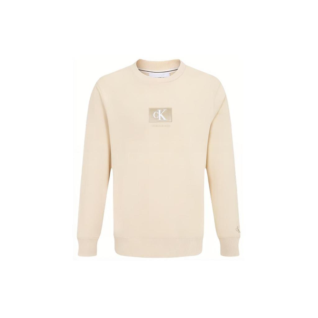 Calvin Klein Fashion Pure Cotton Simple Embroidered Round Neck Knitted Sweatshirt Unisex Sweatshirt Beige J400136-ACJ