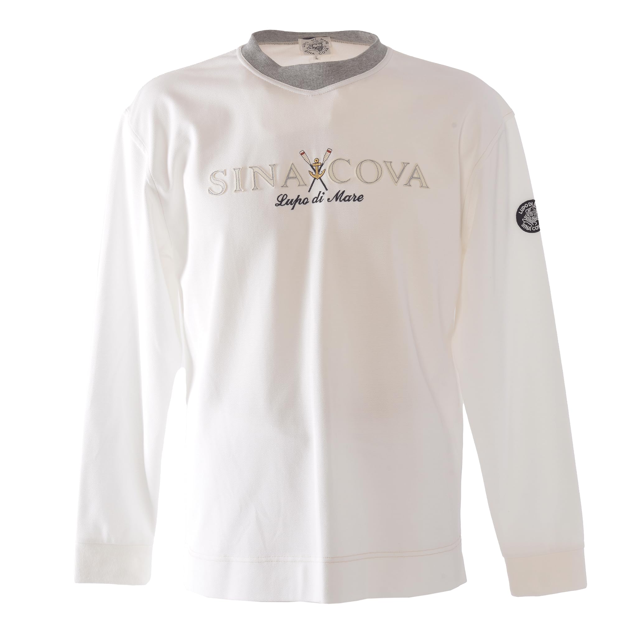

Sinacova Men s Long Sleeve T-Shirt, Pique Fabric, Moisture-Wicking, Quick-Drying, Cleric Style with Embroidered Appliqués, 25110050100LL