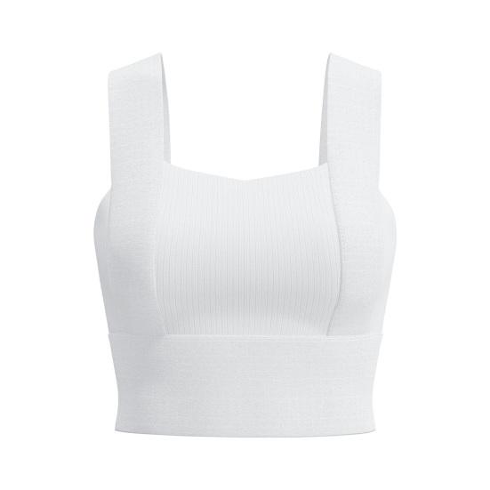 

Женский спортивный бюстгальтер с квадратным вырезом, укороченный топ для тренировок со встроенным бюстгальтером для йоги, спортзала, фитнеса, бега M белый