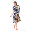 Women's Blue Green Maze Pattern Midi Dress