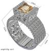 Luxury Silver Full Diamond Ring with Champagne Square Zircon - Fashionable European and American Style