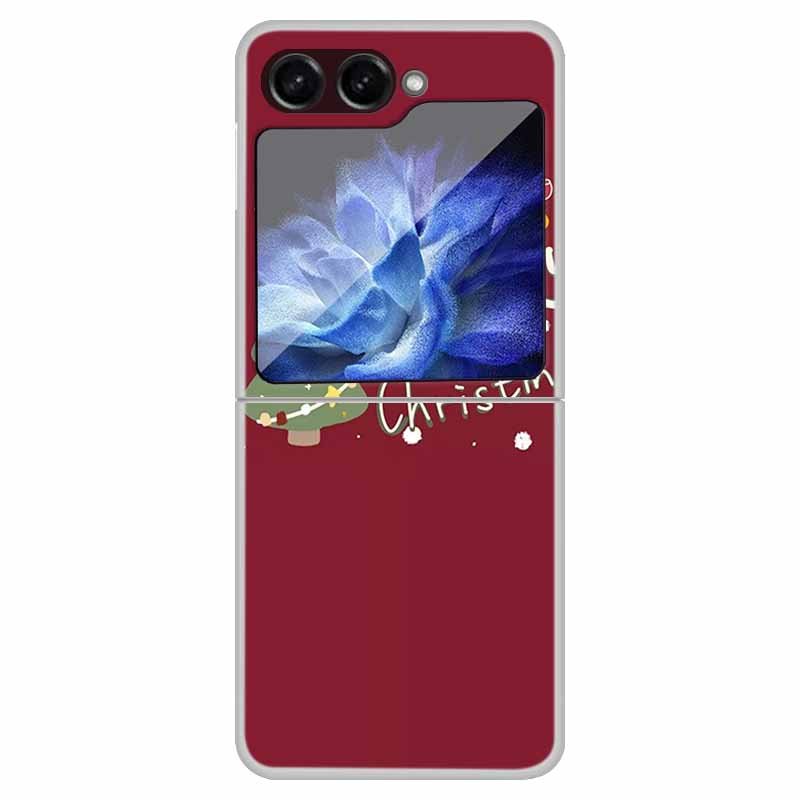 For Samsung Galaxy Z Flip 6 5 4 3 Case Christmas Cute Clear Hard Plastic PC Folding Back Cover For Samsung Z Flip6 Flip5 Flip4