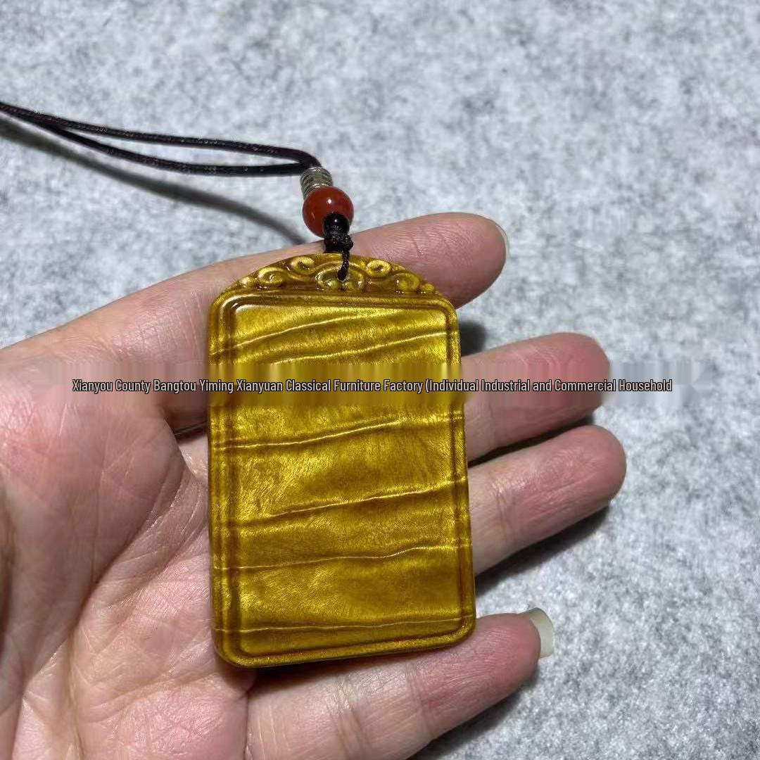 Yiming Xian Yuan Golden Phoebe Wood Dragon Wave Pendant
