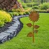 Metal Yard Art Sunflower Garden Stakes Spring Decor Rusty Decoration Vintage Stakes for Lawn Backyard Poolside Fence Line Patio