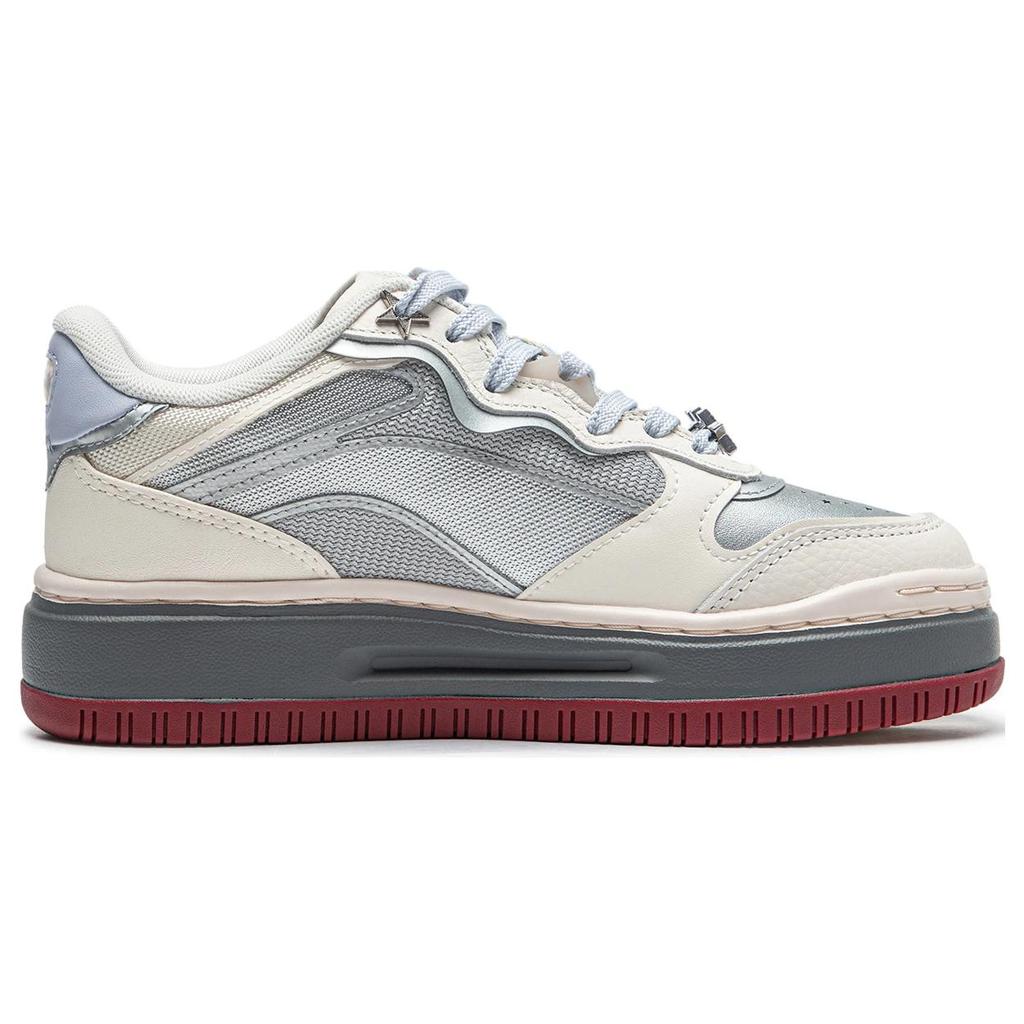 New LiNing Future C1 Abrasion Resistant Low Top Skateboard Shoes Women's White Silver AGCT500-2