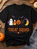 Treat Squad Halloween Shirt, Ghost Pumpkin Cat Candy Corn Tee, Spooky Season Graphic