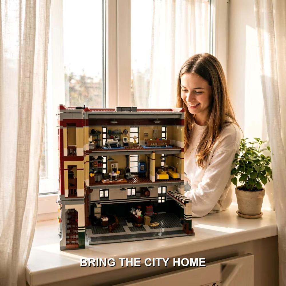 Street View Firehouse Headquarters Bricks Bank Building Blocks Highly Detailed Architecture Assembly Brick Set Classic City