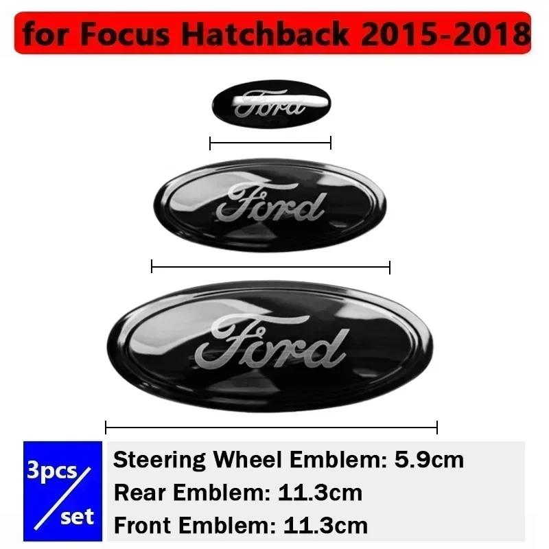 New 2026 Car Sticker Ford 2025 Hot 3Pcs Car Front Hood Rear Emblem Logo Sticker for Ford Mondeo Edge Kuga Focus Hatchback Sedan