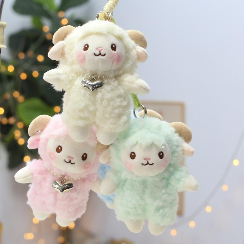 Soft Fluffy Lamb Plush Keychain With Necklace Multi Color Options Perfect For Backpack Decoration Birthday Gifts For Kids Girls