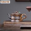 430ml Handmade Yixing Purple Clay Teapots Handmade Bamboo Pot Raw Ore Wood-fired Porcelain Mud Kettle With Filter Zisha Tea Set