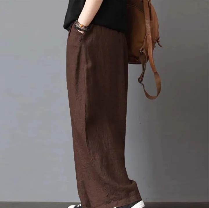 Summer Women's Cotton And Linen Casual Wide Leg Pants