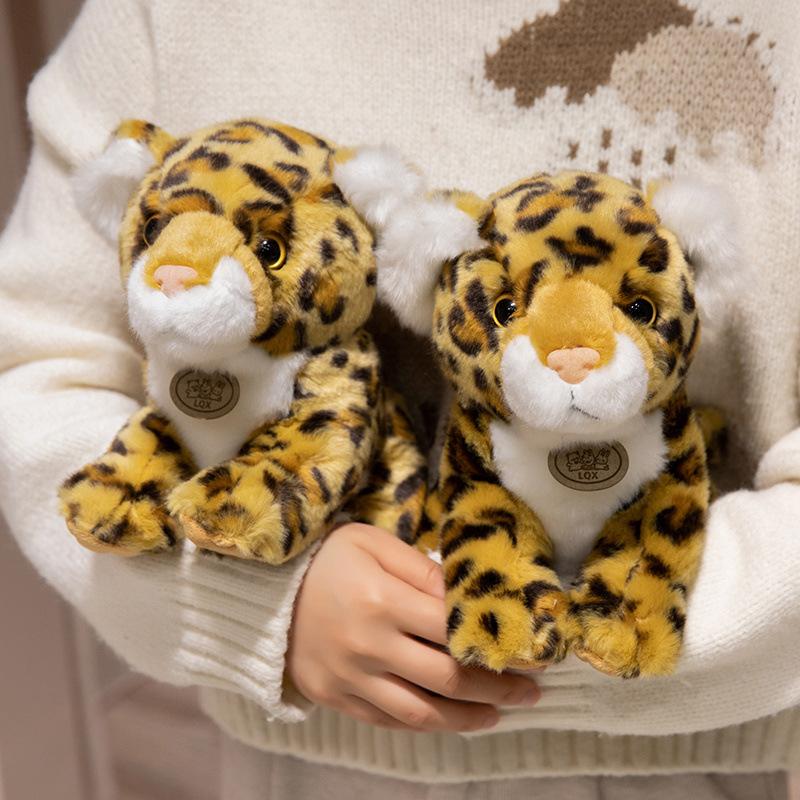 Carino simulazione cucciolo leopardo leopardo bambola giocattolo di peluche leopardo delle nevi leopardo dorato bambola bambino bambola calmante leopa
