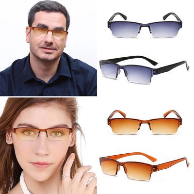 Retro ultralehké pryskyřičné brýle Brýle na čtení Obdélníkové Polorámečky Unisex s dvojitým ohniskem, dvoubarevné
