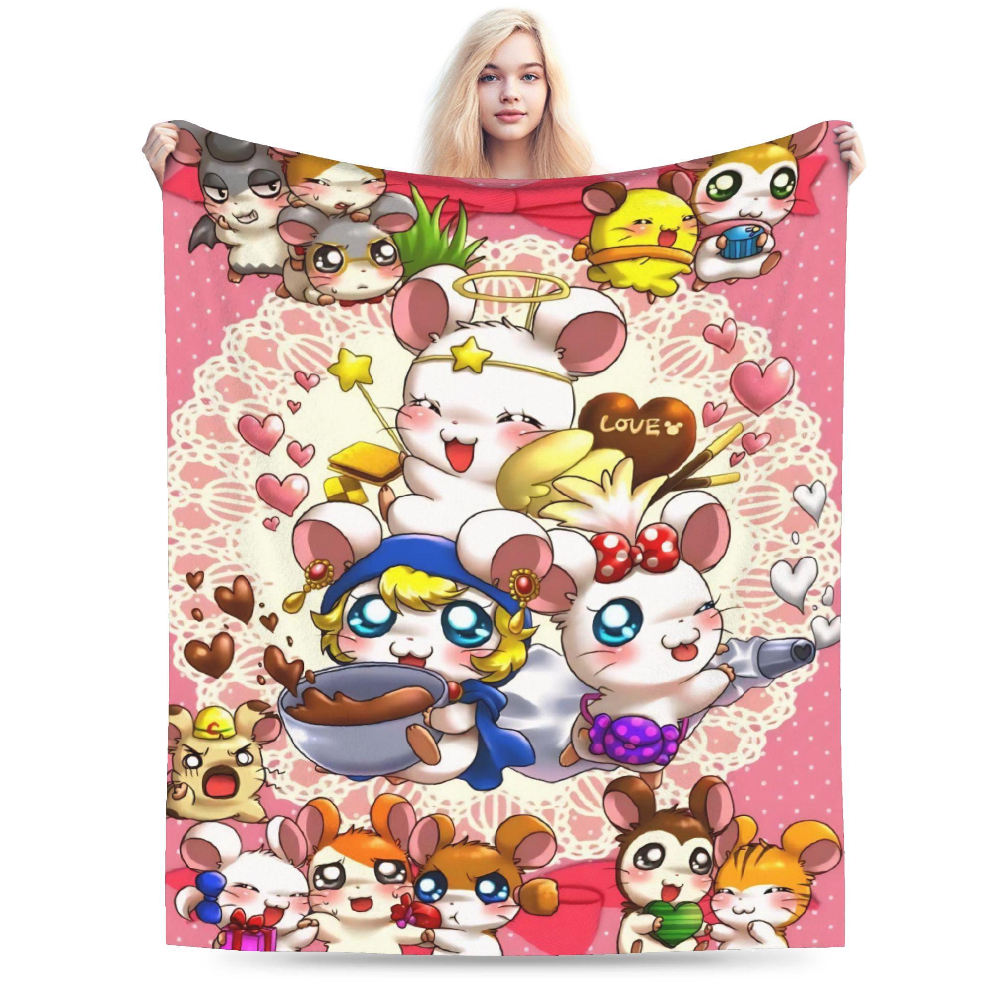 

Warm BlanketGirls Boys Travel Cute Hamtaro Throw Blanket Flannel Bedspread For Couch Chair Funny Sofa Bed Cover 80x120cm(31x47inch)