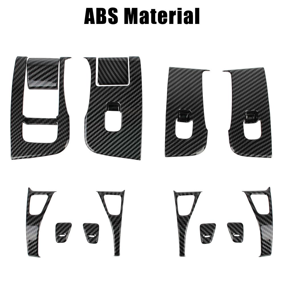 Car Interior Stickers 14pcs Window Lifter Switch Button Frame Cover For Tesla Model 3 2017-2022 Carbon Fiber