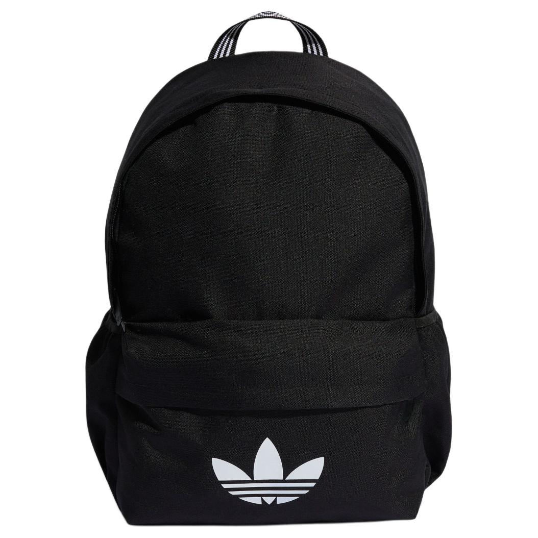 Adidas Originals 21.1L Trefoil Logo Plain Fabric Backpack Unisex Backpack Black White KQ6385 Black & White