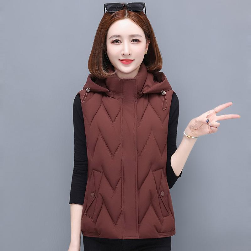 New Vest Vest Autumn and Winter Light Down Cotton Jacket Short Middle Aged and Elderly Wearing Vest Women