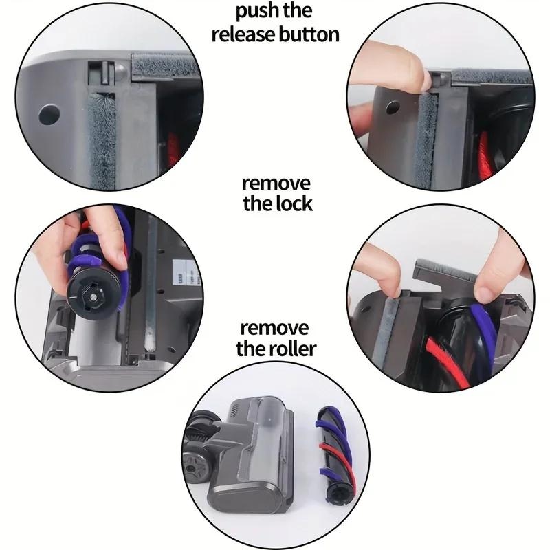 Roller Brush Head Fit for Dyson V7 V8 V15 V10 V11 Vacuum Cleaner with Five LED lights, Suitable for carpets hardwood Floors