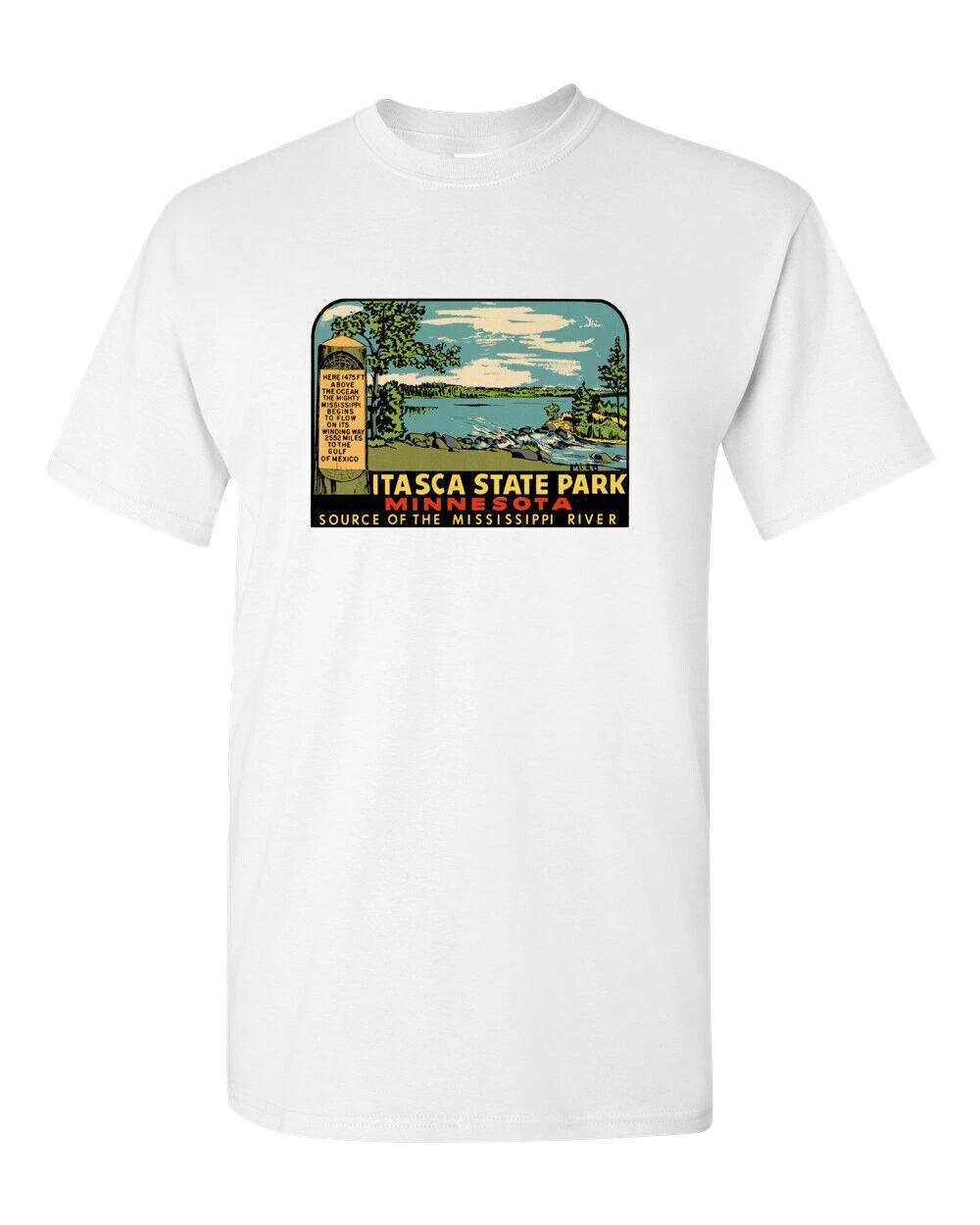 T Shirt Vtg Travel Art 100% Cotton Minnesota State Souvenir Itasca Park Souvenir L