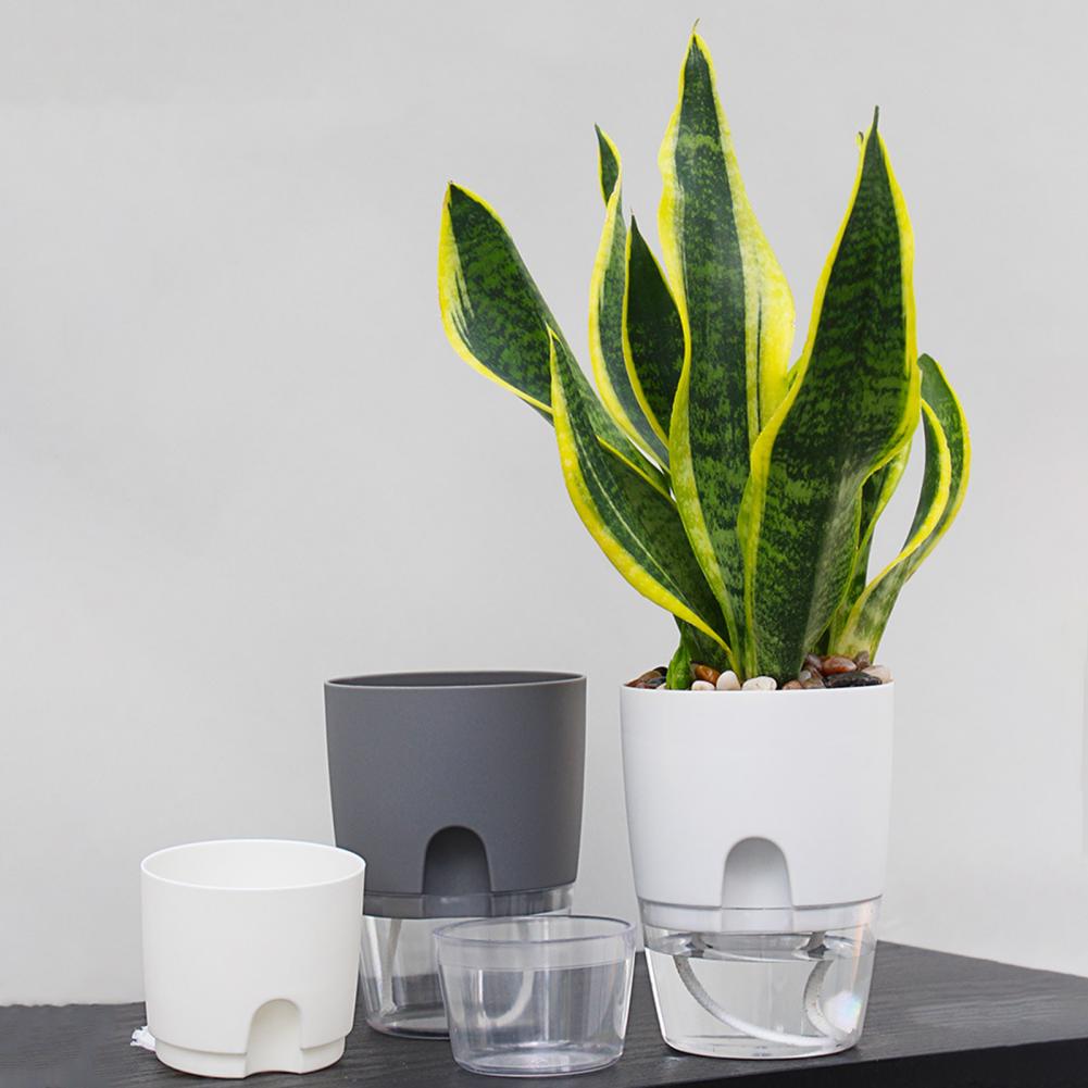 Self Watering Flowerpot Automatic Self-watering Flowerpot with Drainage Holes Transparent Base Hydroponic Planter Flowerpot