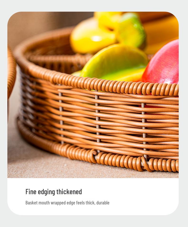 Woven Faux Rattan Snack Plate Storage Basket - Divided for Hot Pot Ingredients and Fruit in Living or Dining Room