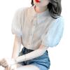 Bubble Short Sleeved Lace Shirt for Women Summer New Versatile Hollow Out Shirt Top