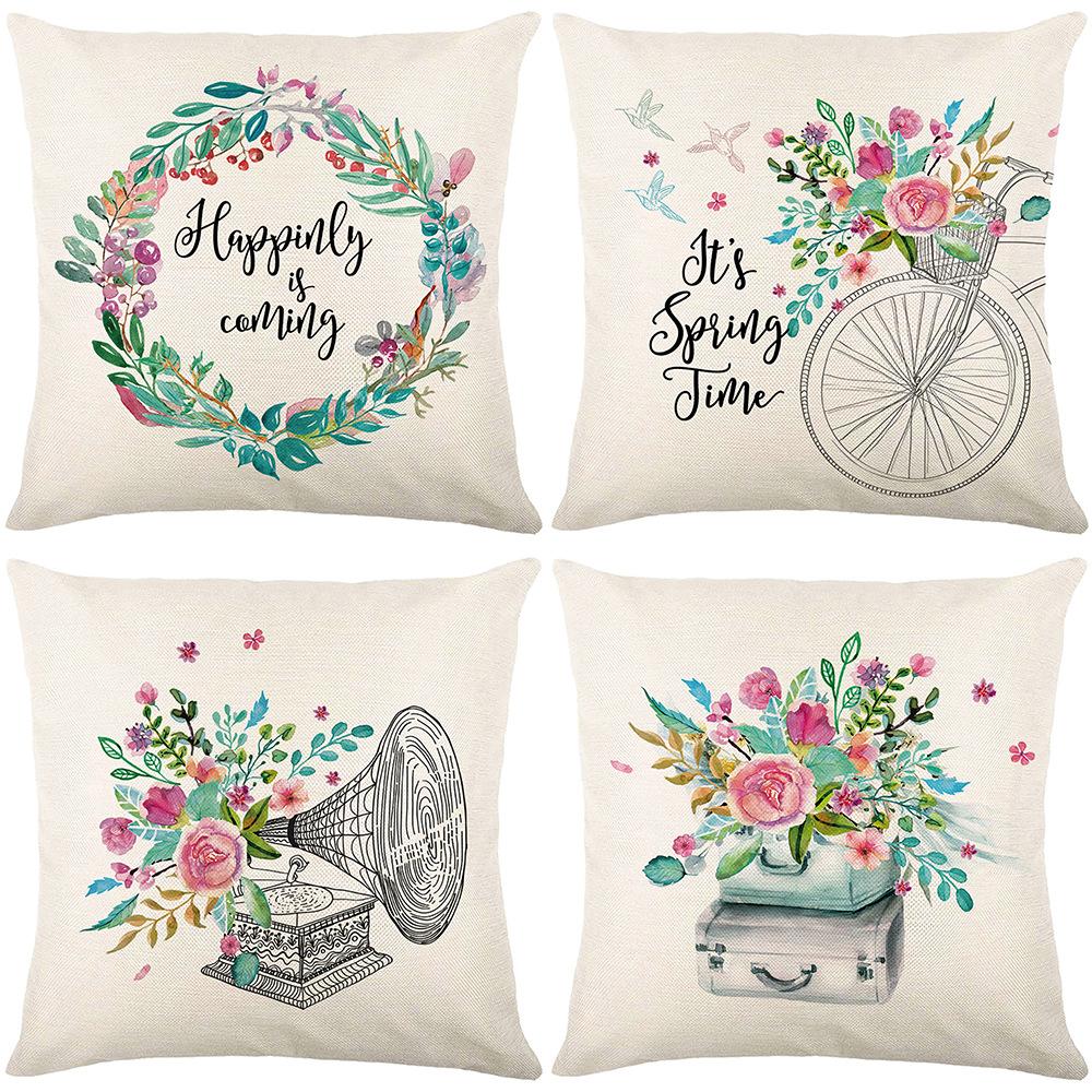Pillow New Spring Home Decoration Printed Cushion Cover Sofa Cushion Cushion Pillow Cover