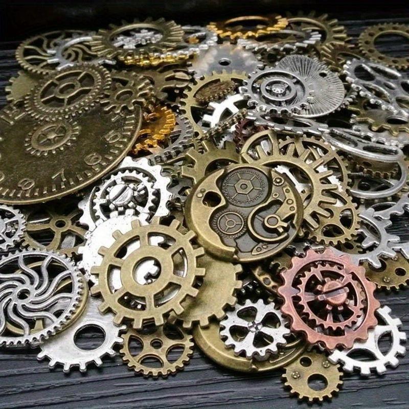 1pack 100g/3.52oz, Vintage Steampunk Bronze Alloy Gears, Mixed Alloy Cog Charms, DIY Craft Watch Parts, Cyber Punk Style Pendants for Jewelry Making