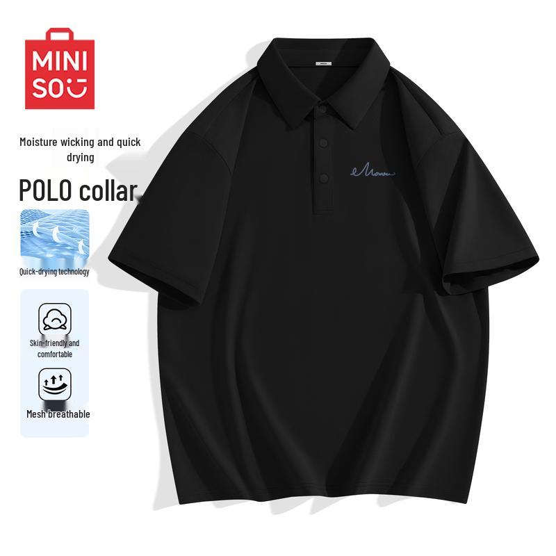 MINISO Men's Summer Loose Fit Quick-Dry Polo Shirt