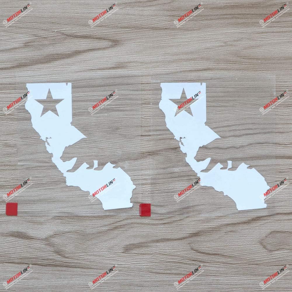 (2) 4   California Bear Decal Sticker Map Outline Republic Cali Car Vinyl White sda1 4 Inches