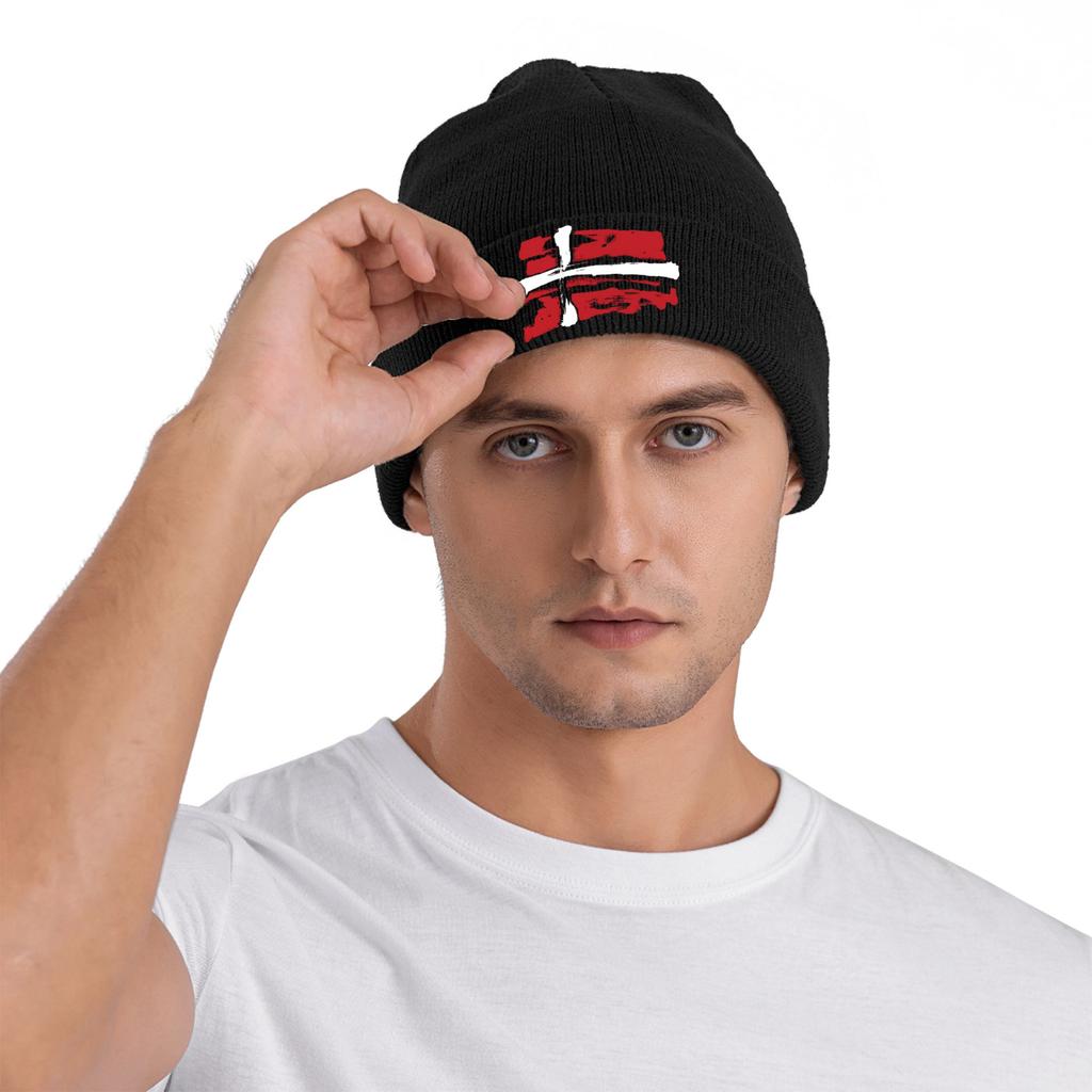 Denmark Flag Pencil Strokes Bonnet Hats  Beanie Hats Autumn Custom Knit Hat Trendy Unisex Women Kpop Elastic Cap