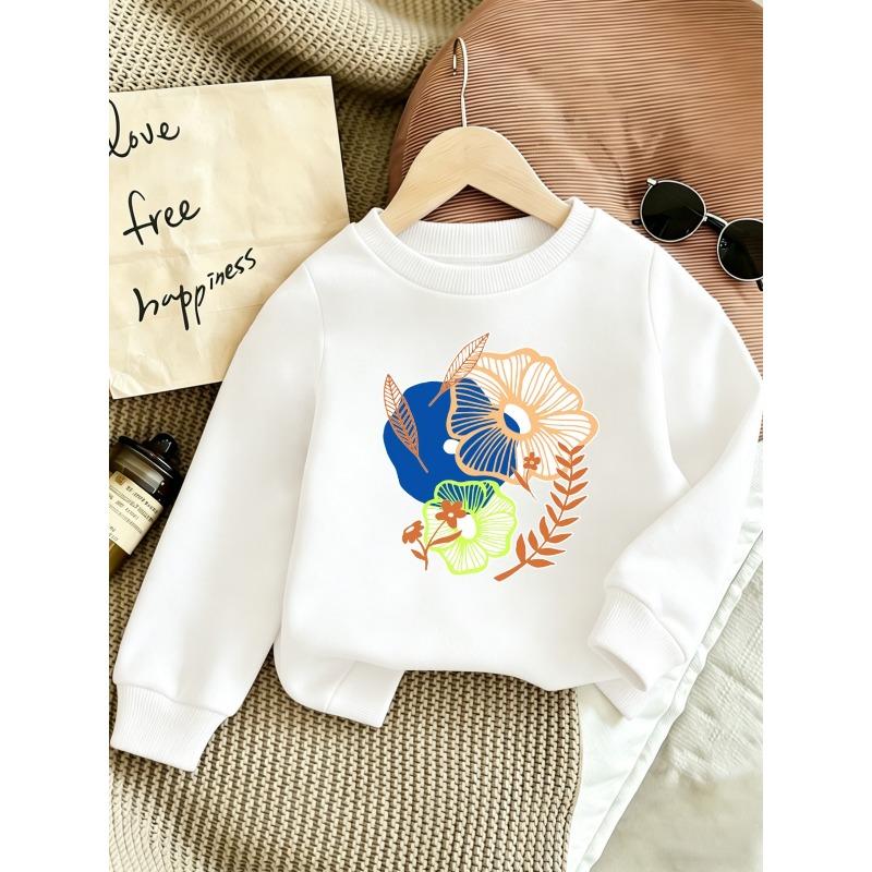 Kids Sweatshirt,Cute Printed Pattern ,Lightweight Round Neck Sweatshirt, Comfortable Outdoor Wear,Spring Fall Sweatshirt 110
