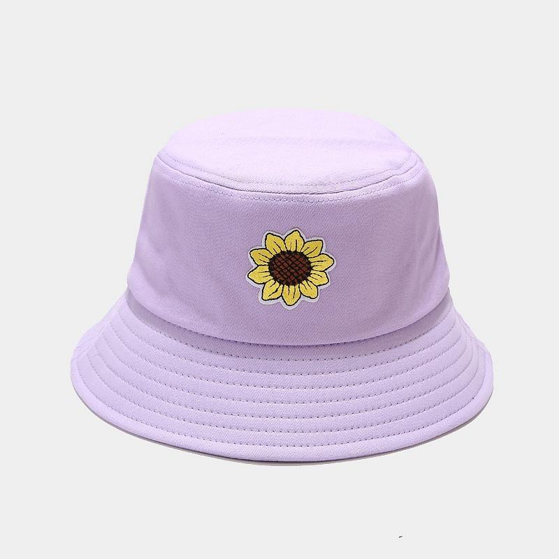 New sunflower applique bucket hat female tide small fresh pot hat student foldable sun hat