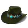 European and American Tribal Style Solid Color Cowboy Hat, Male and Female Couples Wide Brim Stage Performance Hat, Grassland Travel Essential Jazz