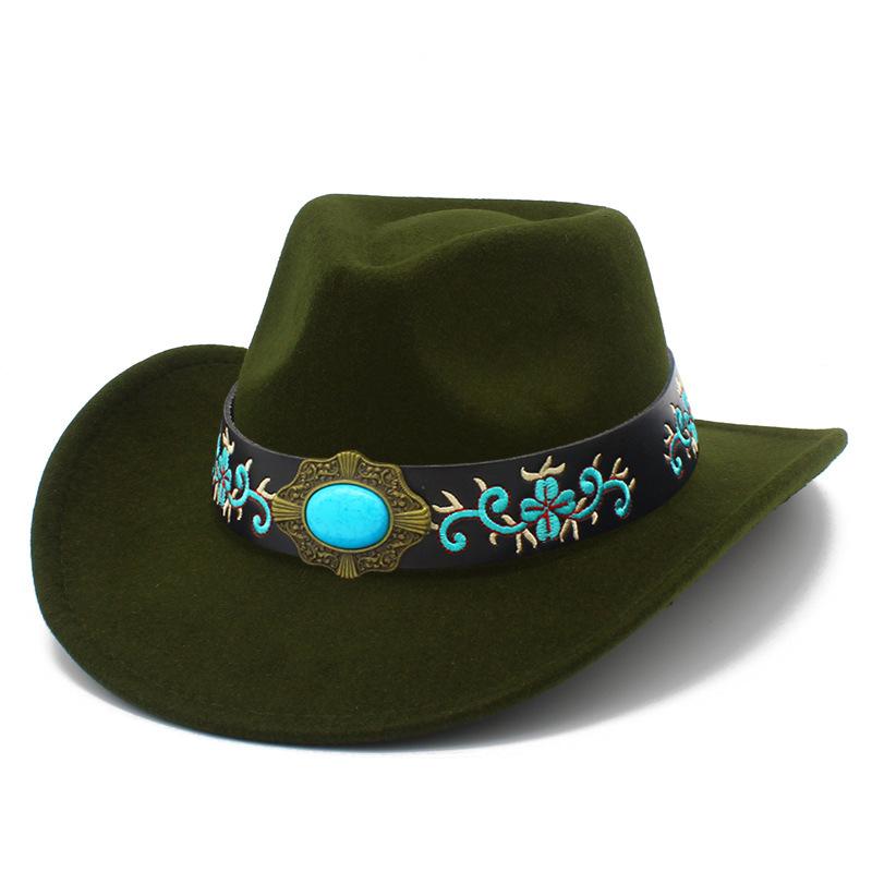 European and American Tribal Style Solid Color Cowboy Hat, Male and Female Couples Wide Brim Stage Performance Hat, Grassland Travel Essential Jazz