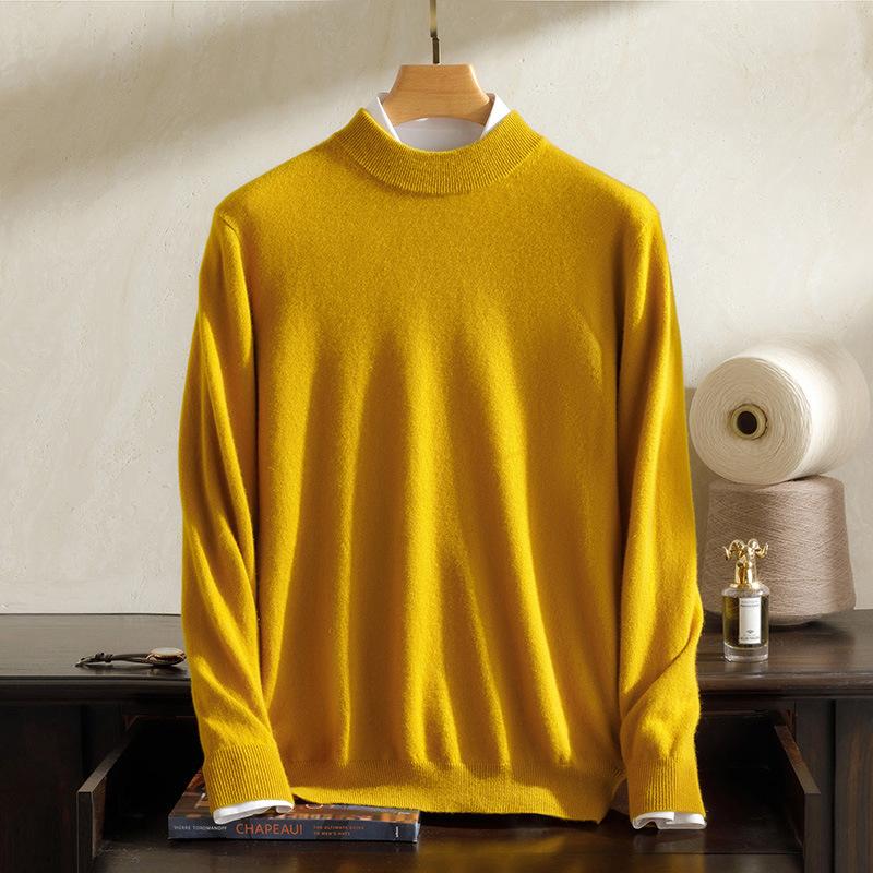 New 100 cashmere sweater semi-turtleneck teen high-end pure cashmere sweater men