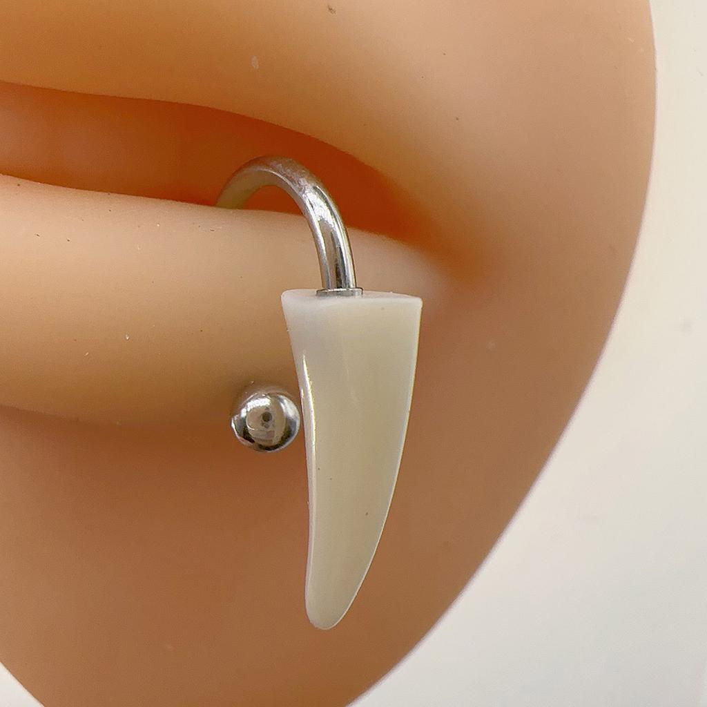 Resin Punk Fangs Lip Rings C Shaped Horseshoe Barbell for Halloween Exaggerated Body Piercing Jewelry Lip Ornament