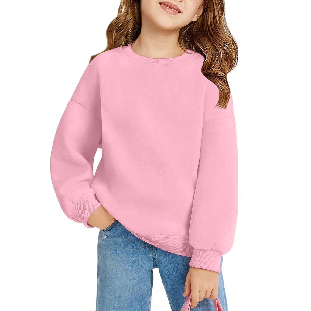Winter Boy And Girls Round Neck Pullovers For Kids Long Sleeved T-shirt Solid Color Baby Tops