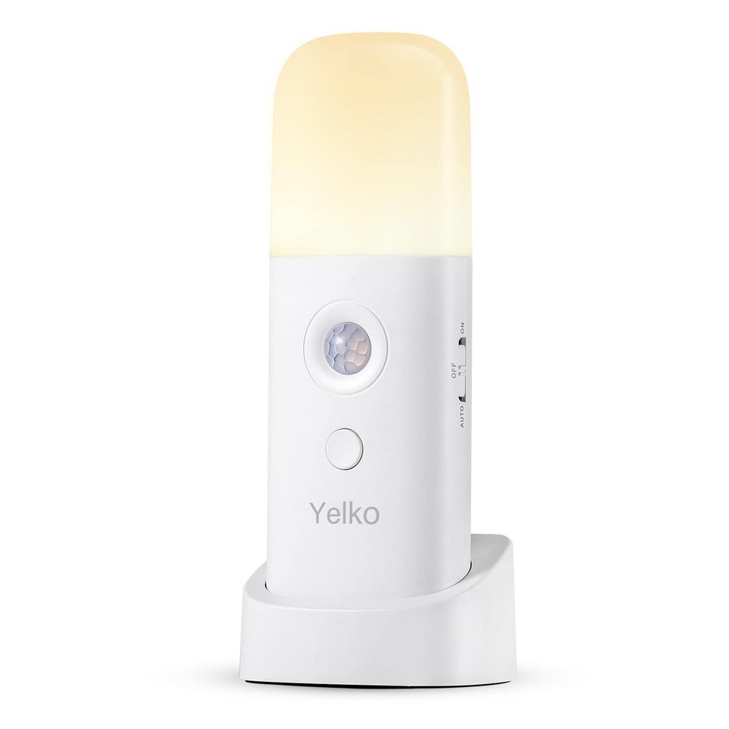 YELKO Motion Sensor Night Light, 2000mAh Rechargeable Portable Dimmable Night Light with 5 Brightness Levels for Kids and Adults
