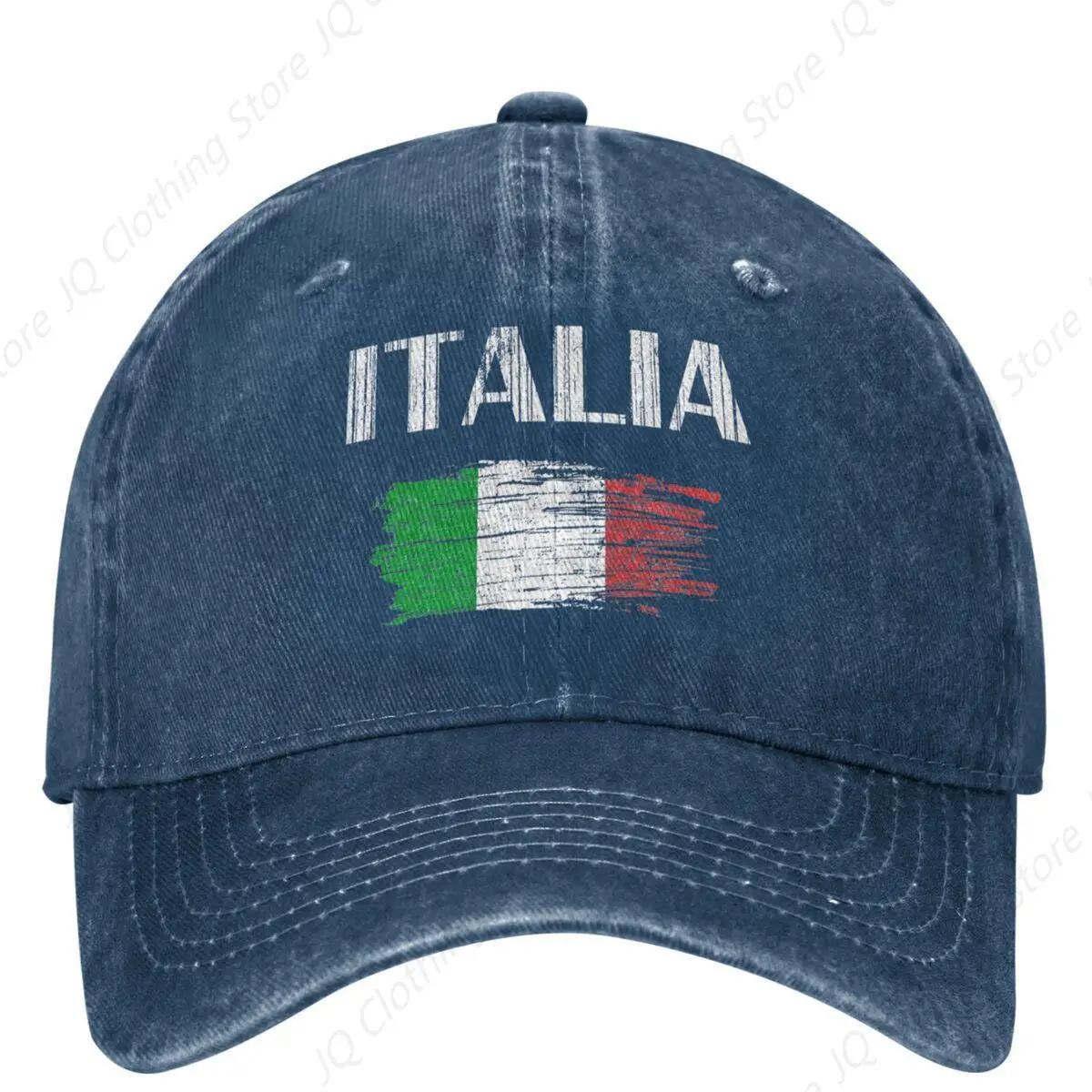 The best product for you Italiaanse Vlag Vintage Denim Baseballpet Itali&euml; Souvenir Coole Nationale Outdoor Sport Trucker Pet Zomer Heren Retro Baseballpetten Adjustable marineblauwe kleur
