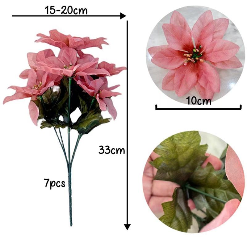 

Christmas Decoration Artificial Flowers Bouquet 33CM Fake Flower for Home Room Decor Garden Xmas Tree New Year DIY Vase Ornament розовый
