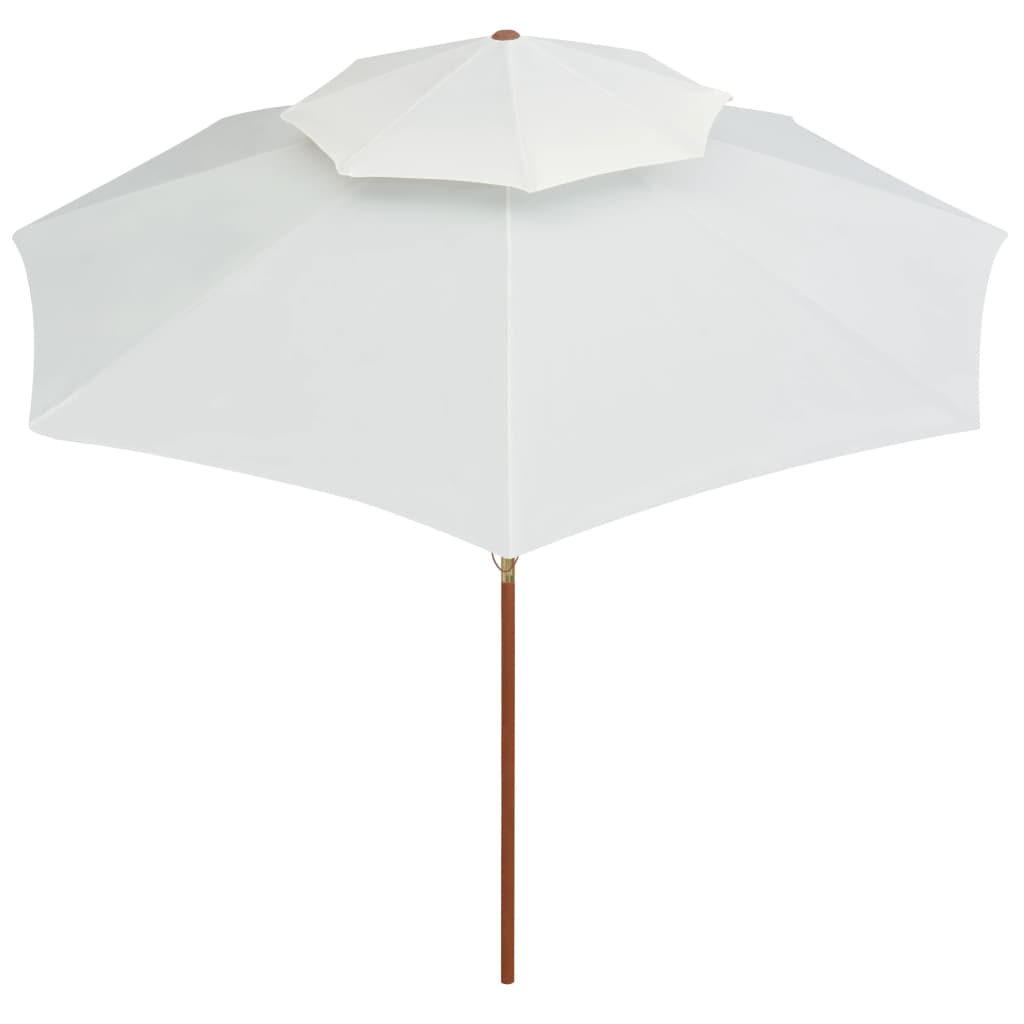 Double Tier Sun Umbrella 270*270 Cm Wooden Pole Cream White