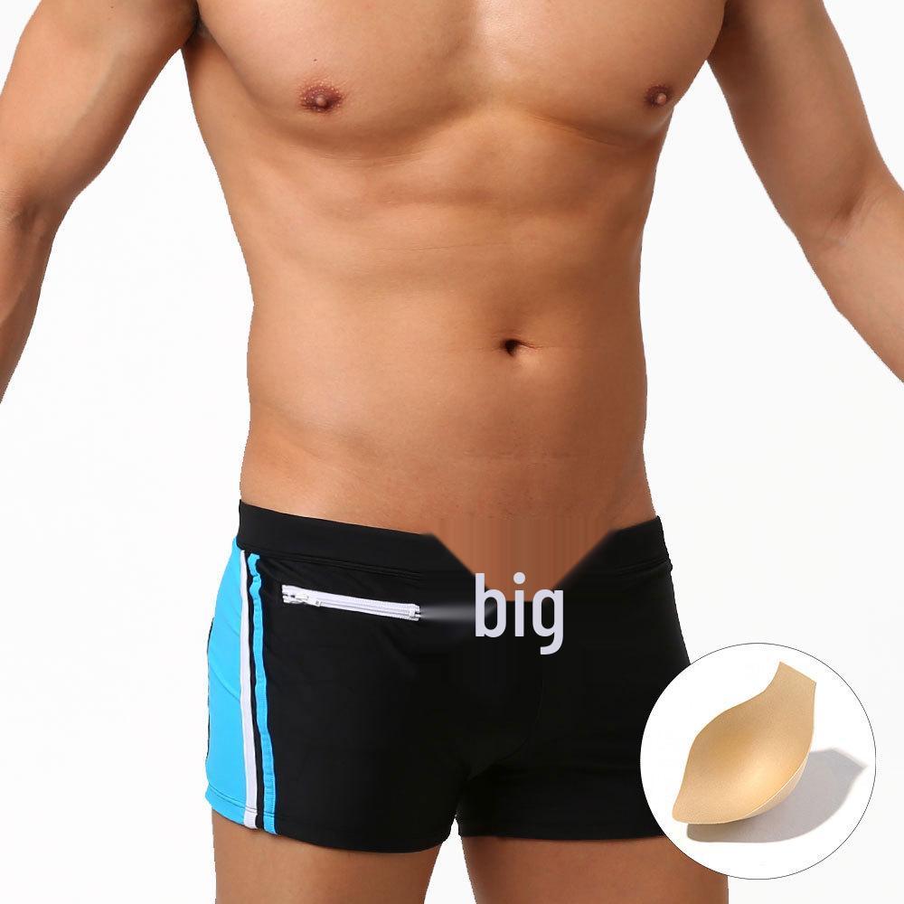 UXH Color Block Fashion Swim Trunks with Anti-Exposure 3D Pouch - Colorful Square Leg Beach Shorts