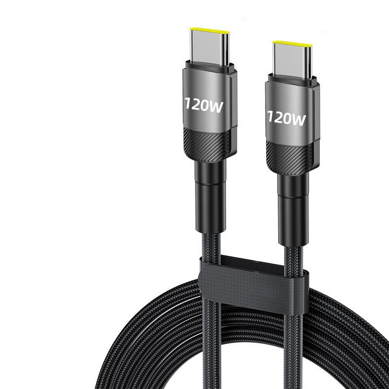 120W Dual Type-C Fast Charging Cable for Apple 15/16 & Huawei - Car & Computer Compatible.