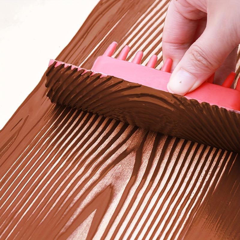 4Pcs/Set DIY Wood Grain Imitation Rubber Roller Brush - Embossing Painting Tool for Wall Decoration & Home Art