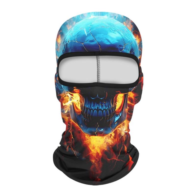 Skull Print Balaclava Face Mask, Ice Silk Cooling Breathable Sun Protection Full Face Cover for Cycling Running Hiking Outdoor Sports