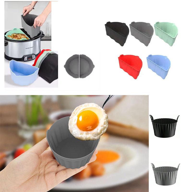 Opakovaně použitelné silikonové vložky do fritézy a košíčky na pečení Sada Nepřilnavé pro fritézu Muffiny Cupcakes Pomalý hrnec Kuchyňské doplňky